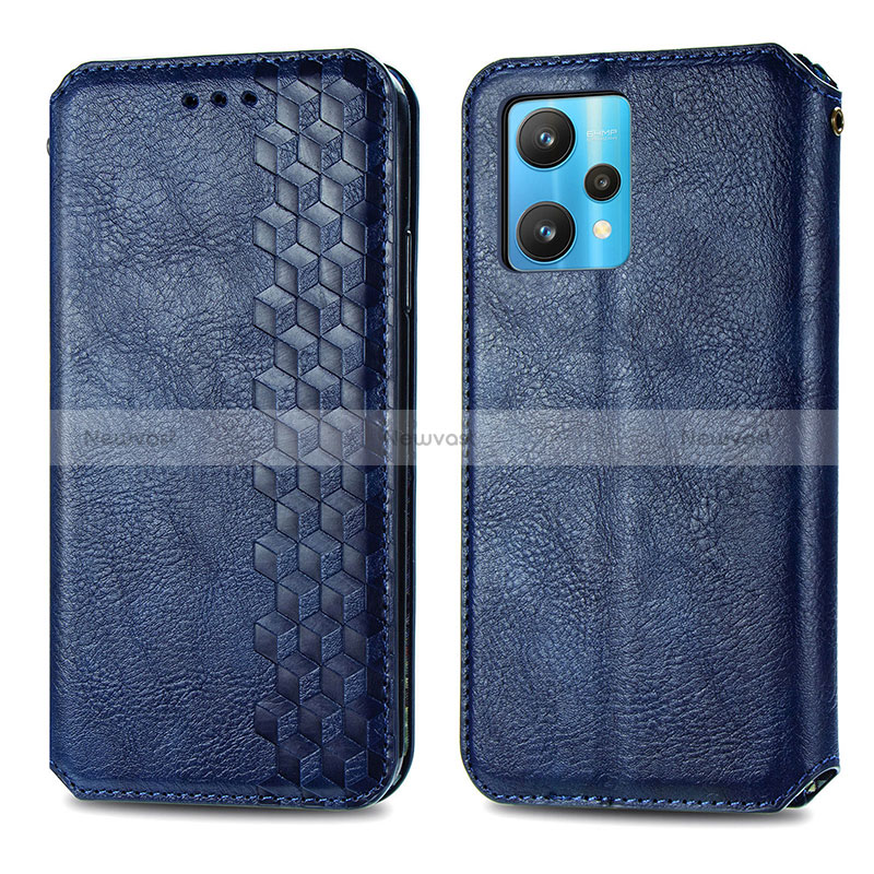 Leather Case Stands Flip Cover Holder S01D for Realme 9 4G Blue