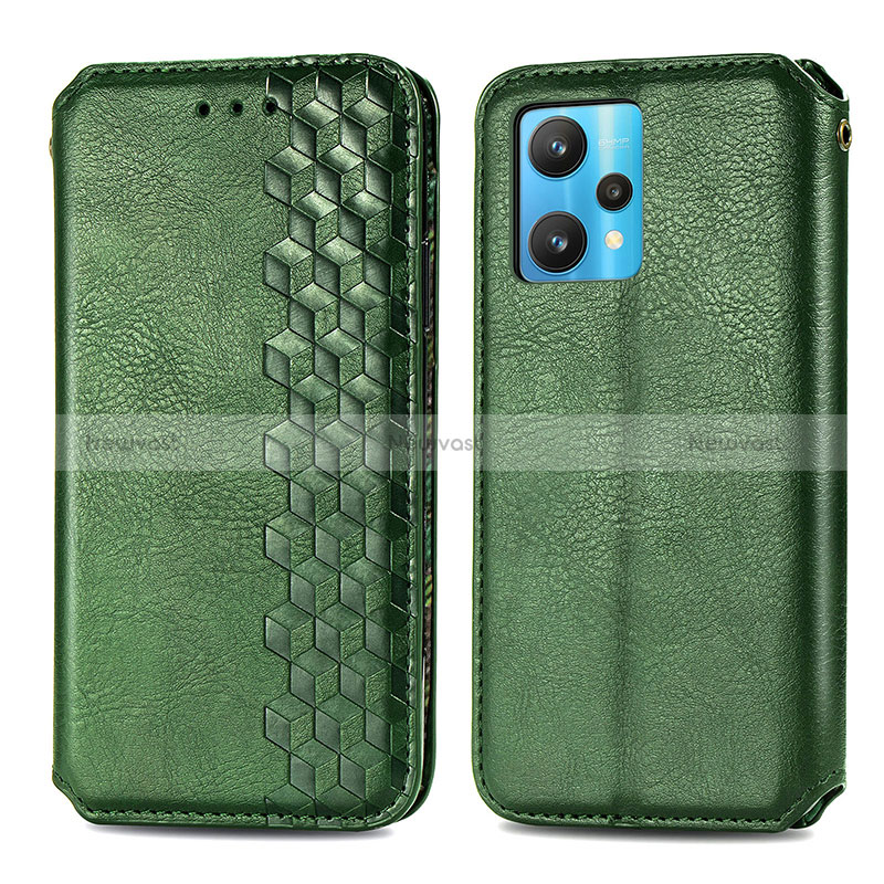 Leather Case Stands Flip Cover Holder S01D for Realme 9 4G Green