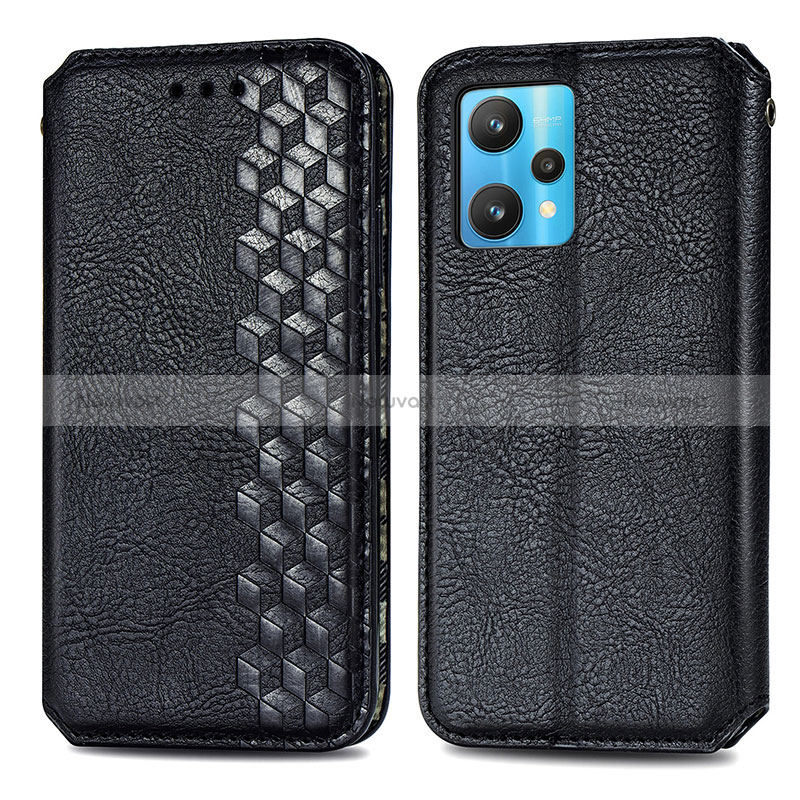 Leather Case Stands Flip Cover Holder S01D for Realme 9 5G Black