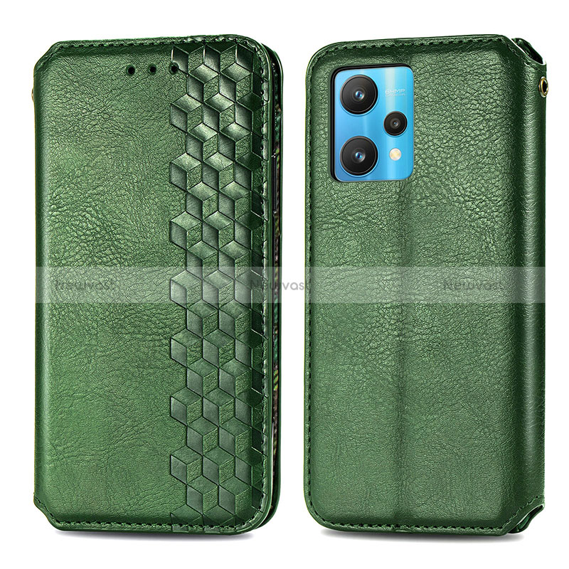 Leather Case Stands Flip Cover Holder S01D for Realme 9 5G Green