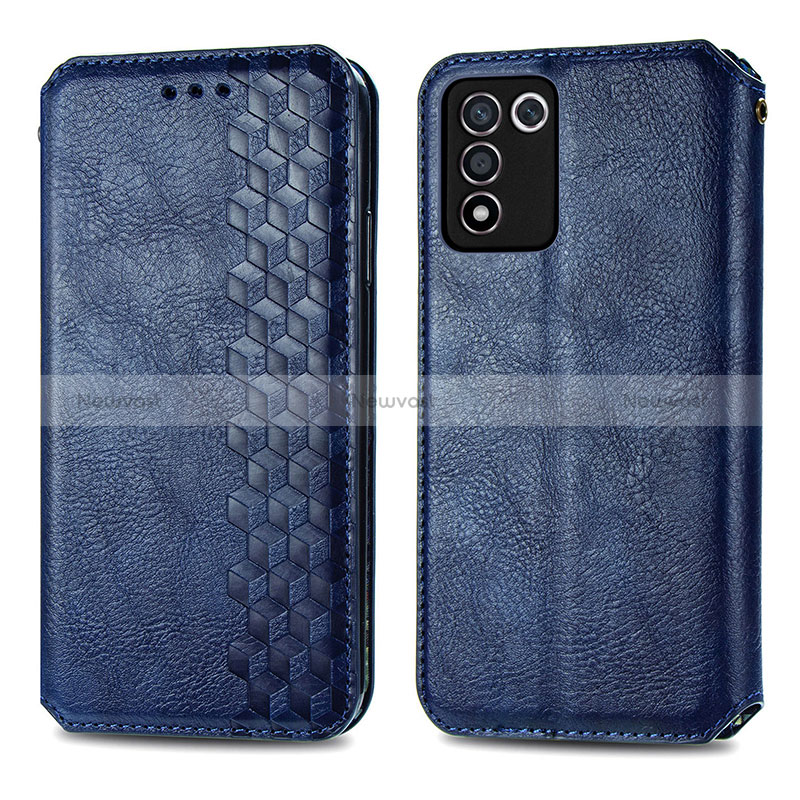 Leather Case Stands Flip Cover Holder S01D for Realme 9 SE 5G Blue