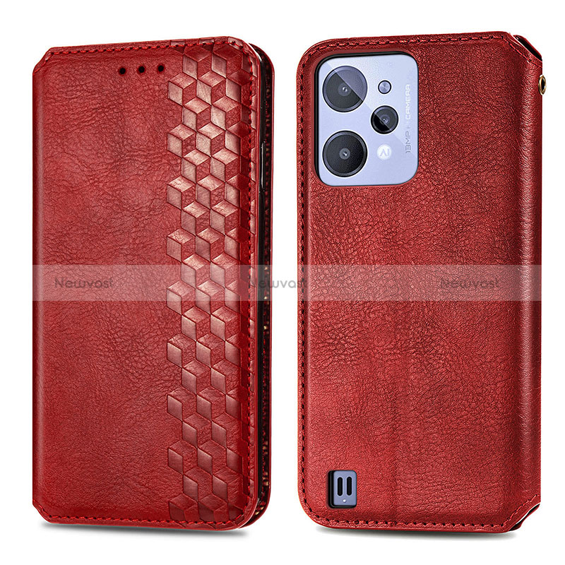 Leather Case Stands Flip Cover Holder S01D for Realme C31 Red