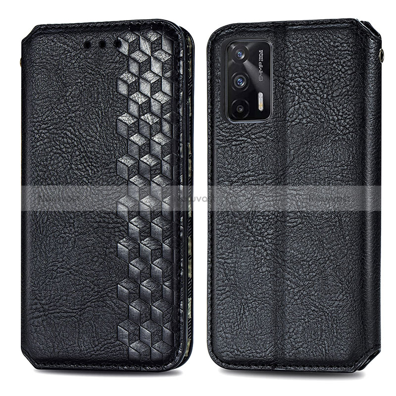 Leather Case Stands Flip Cover Holder S01D for Realme GT 5G Black