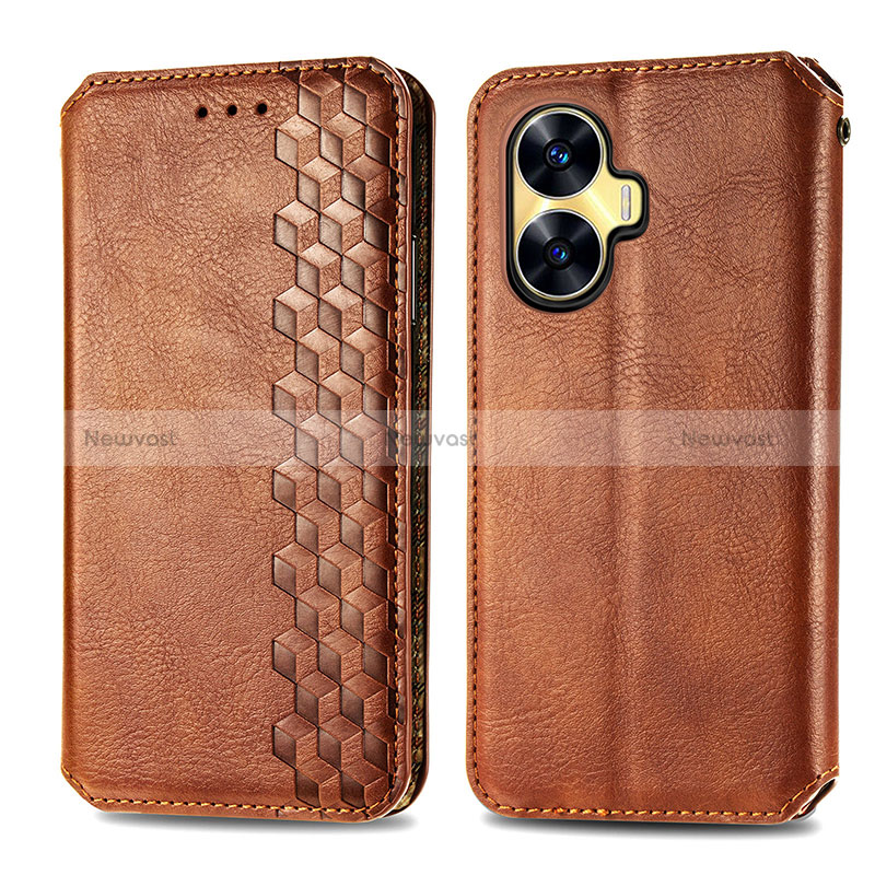 Leather Case Stands Flip Cover Holder S01D for Realme Narzo N55