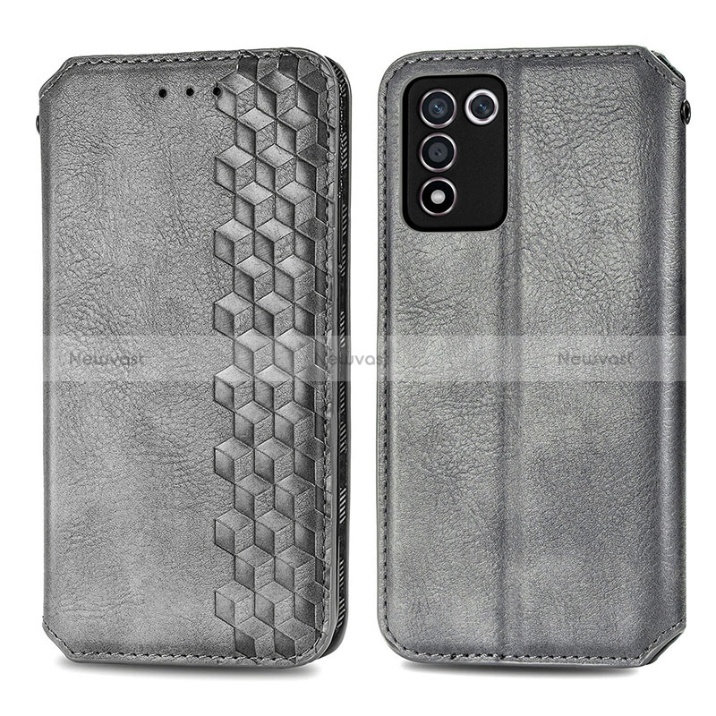 Leather Case Stands Flip Cover Holder S01D for Realme Q3t 5G Gray