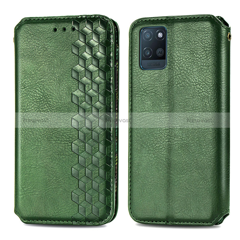 Leather Case Stands Flip Cover Holder S01D for Realme V11s 5G Green