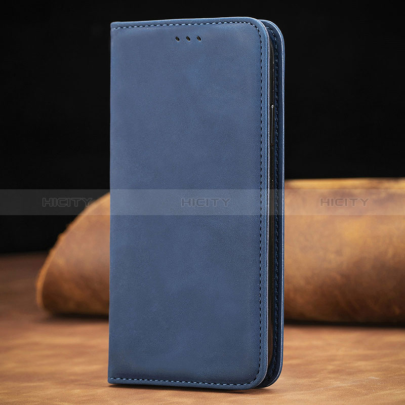 Leather Case Stands Flip Cover Holder S01D for Samsung Galaxy A01 SM-A015 Blue