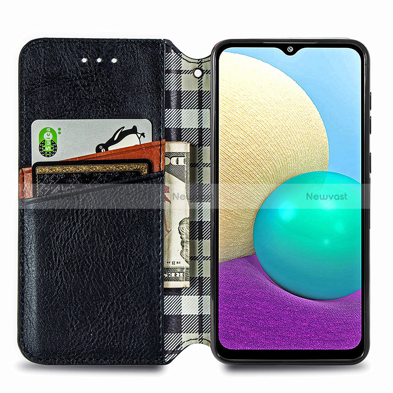 Leather Case Stands Flip Cover Holder S01D for Samsung Galaxy A02