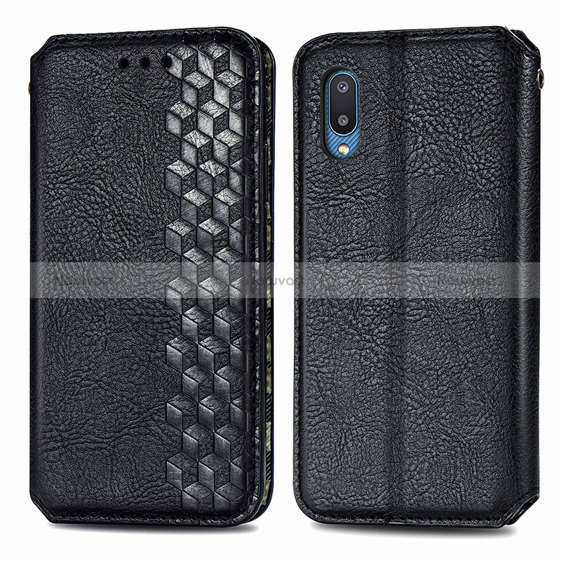 Leather Case Stands Flip Cover Holder S01D for Samsung Galaxy A02