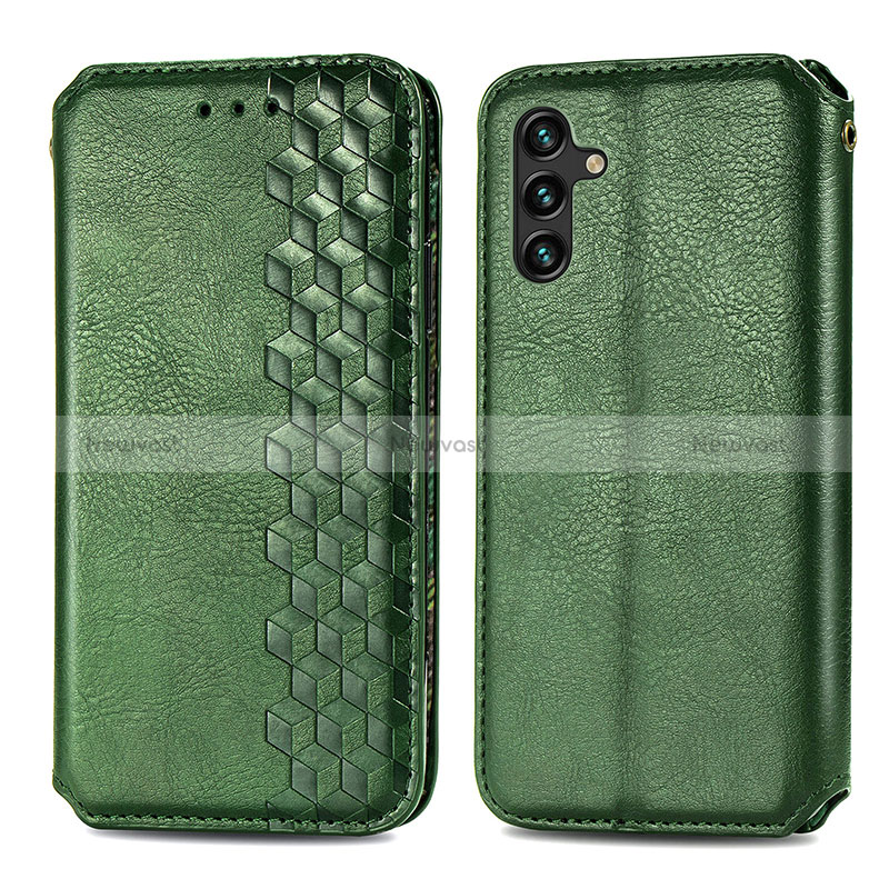 Leather Case Stands Flip Cover Holder S01D for Samsung Galaxy A04s Green