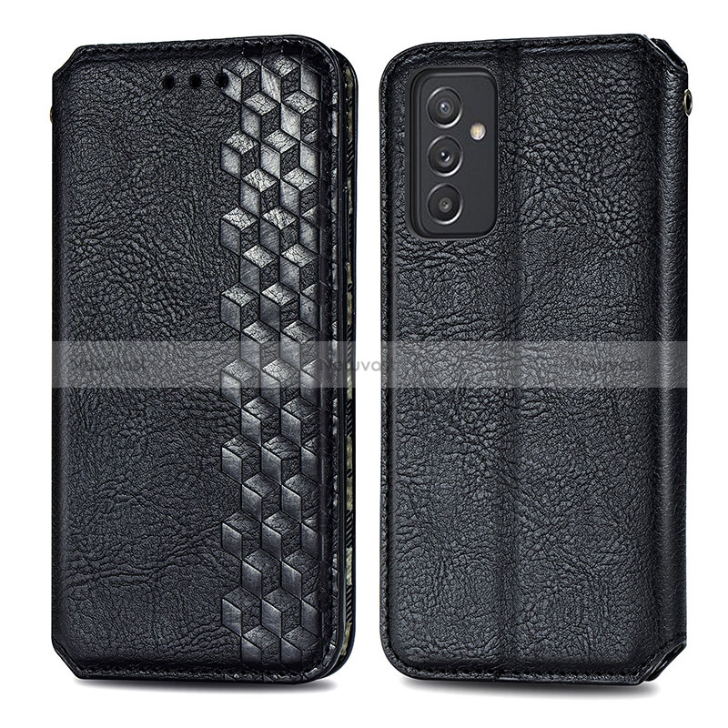 Leather Case Stands Flip Cover Holder S01D for Samsung Galaxy A15 LTE Black