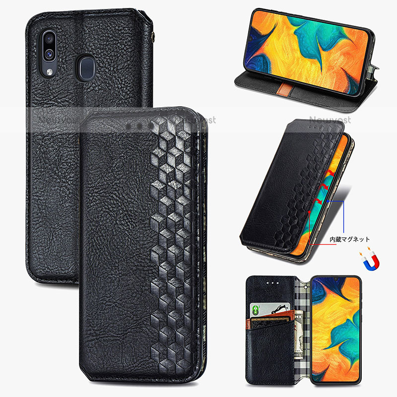 Leather Case Stands Flip Cover Holder S01D for Samsung Galaxy A20