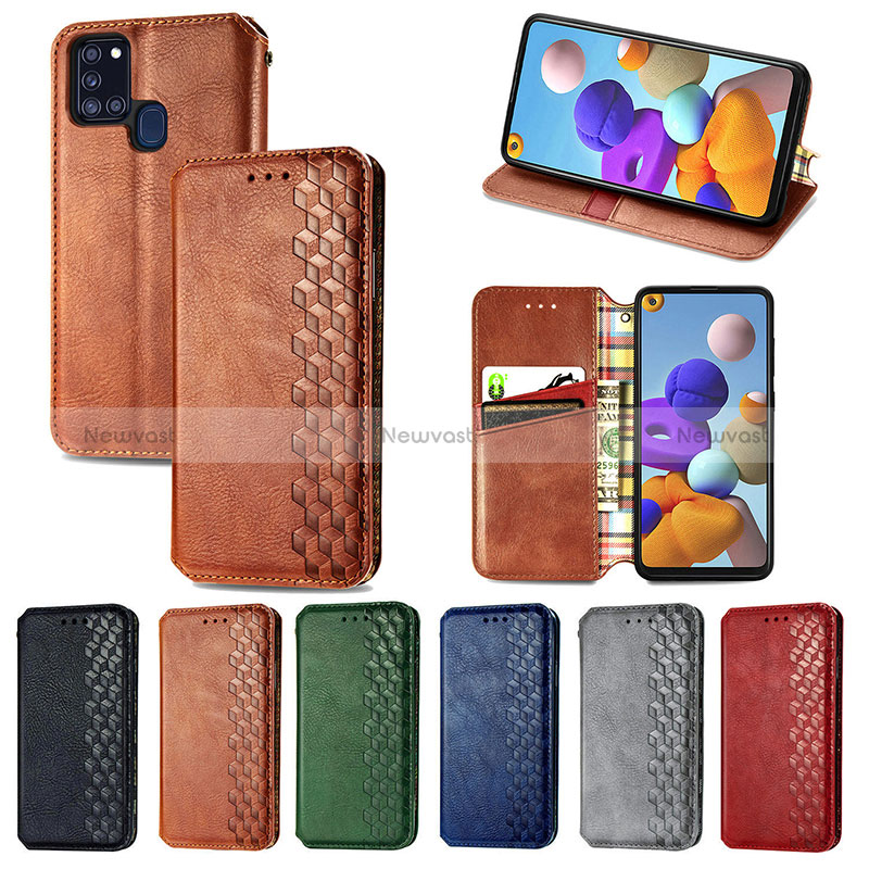 Leather Case Stands Flip Cover Holder S01D for Samsung Galaxy A21s