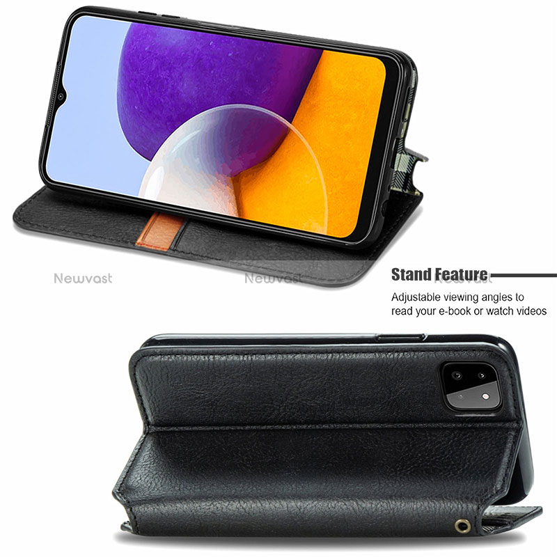 Leather Case Stands Flip Cover Holder S01D for Samsung Galaxy A22s 5G