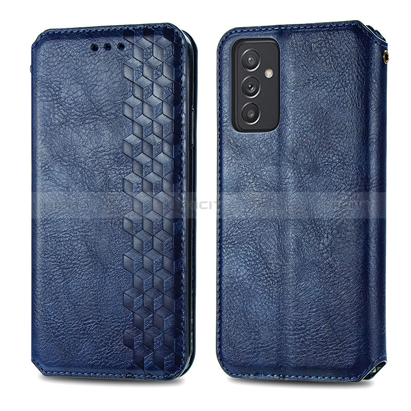 Leather Case Stands Flip Cover Holder S01D for Samsung Galaxy A24 4G Blue