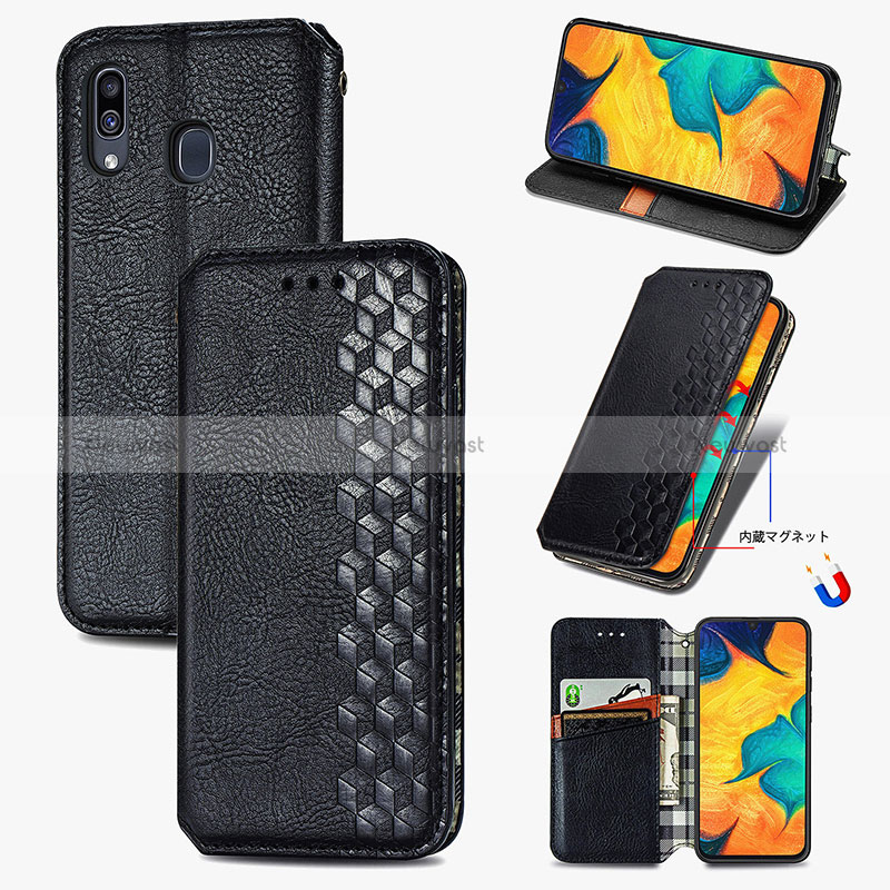 Leather Case Stands Flip Cover Holder S01D for Samsung Galaxy A30