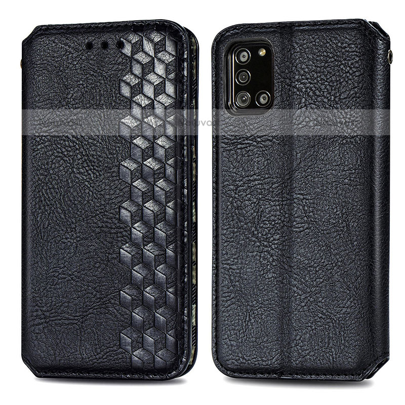 Leather Case Stands Flip Cover Holder S01D for Samsung Galaxy A31 Black