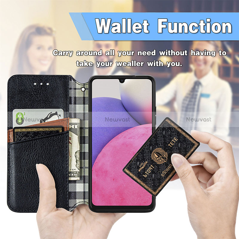 Leather Case Stands Flip Cover Holder S01D for Samsung Galaxy A33 5G