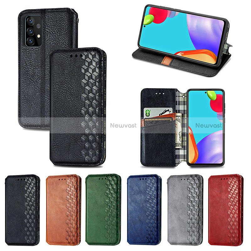 Leather Case Stands Flip Cover Holder S01D for Samsung Galaxy A52 4G