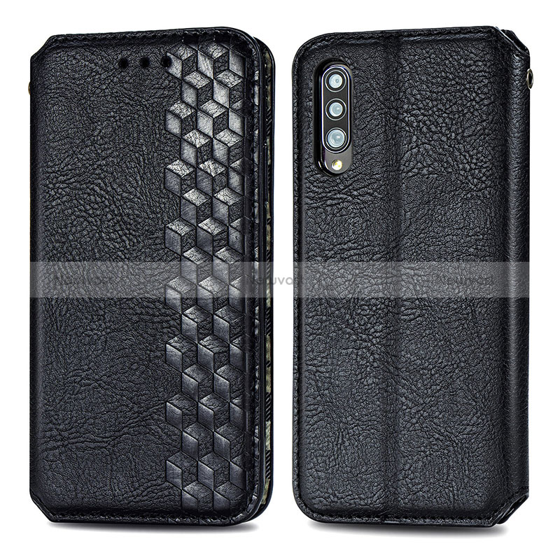 Leather Case Stands Flip Cover Holder S01D for Samsung Galaxy A70 Black