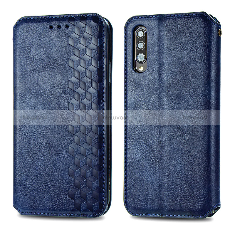 Leather Case Stands Flip Cover Holder S01D for Samsung Galaxy A70S Blue