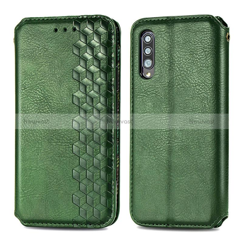 Leather Case Stands Flip Cover Holder S01D for Samsung Galaxy A70S Green