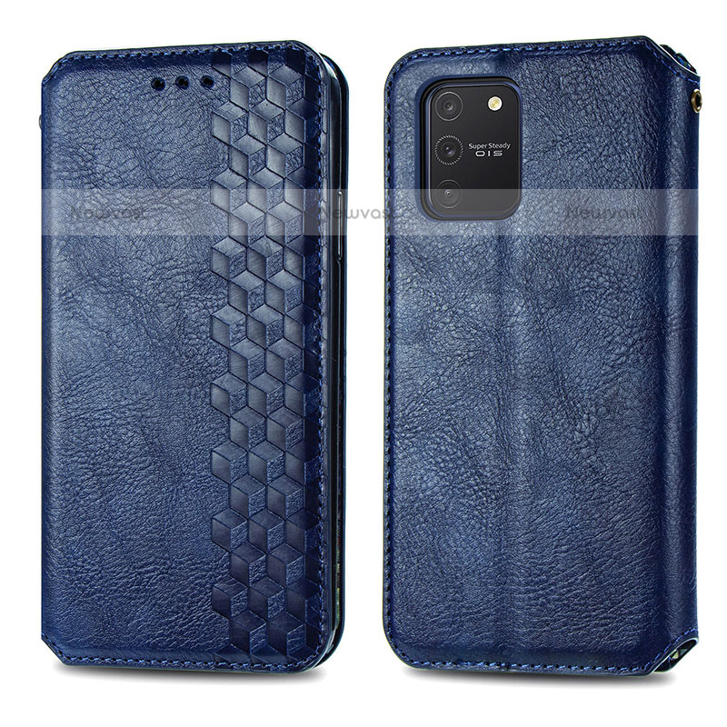 Leather Case Stands Flip Cover Holder S01D for Samsung Galaxy A91 Blue