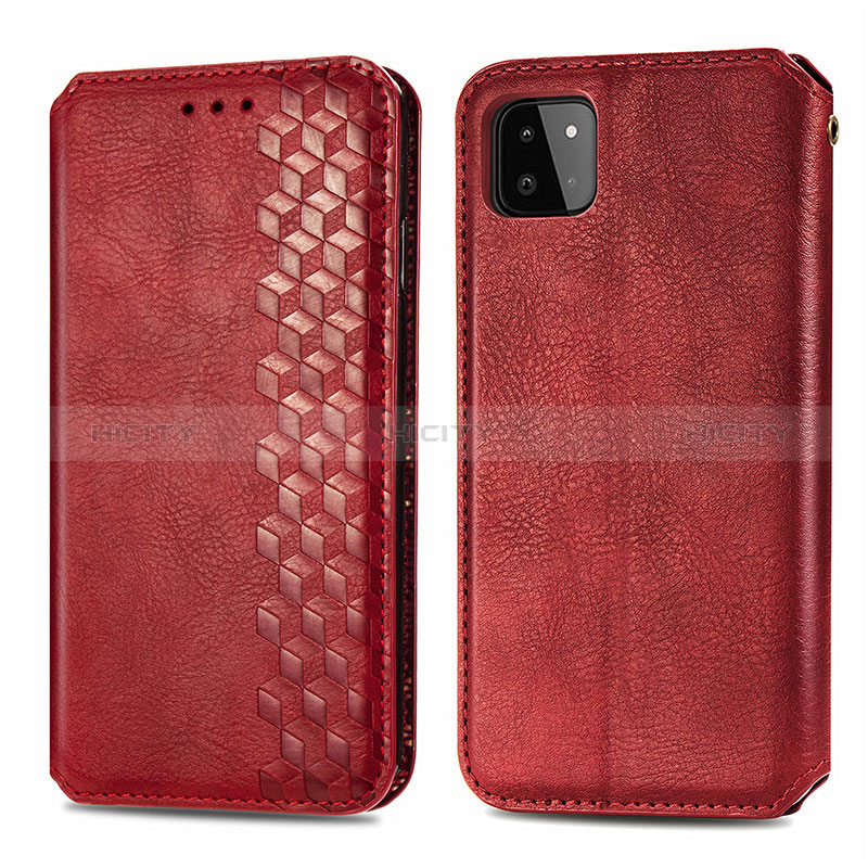 Leather Case Stands Flip Cover Holder S01D for Samsung Galaxy F42 5G Red