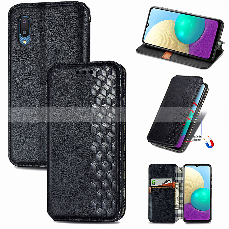 Leather Case Stands Flip Cover Holder S01D for Samsung Galaxy M02