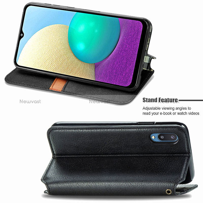 Leather Case Stands Flip Cover Holder S01D for Samsung Galaxy M02