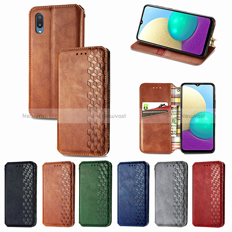 Leather Case Stands Flip Cover Holder S01D for Samsung Galaxy M02