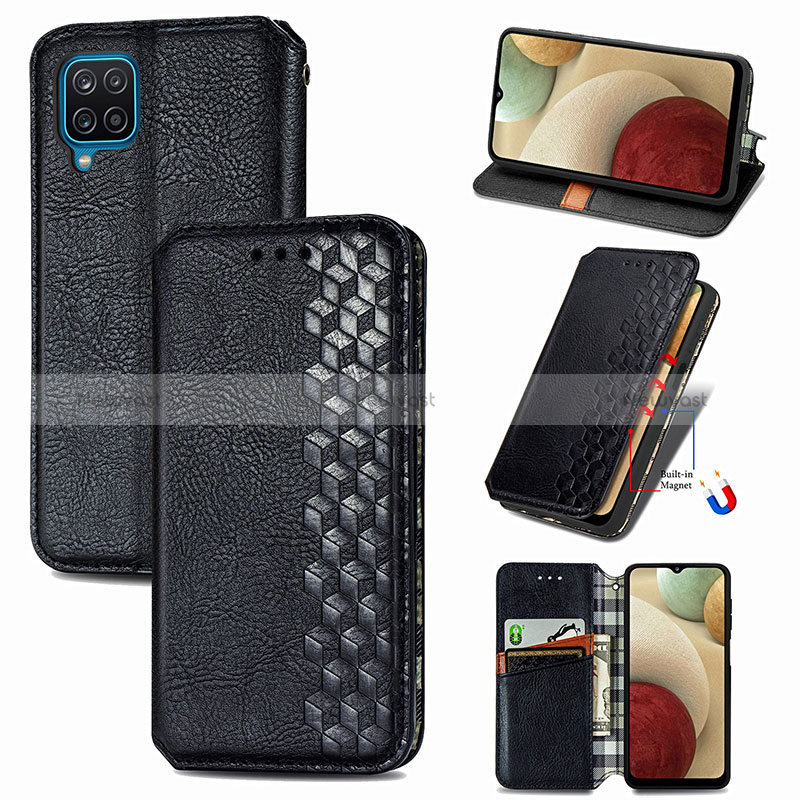 Leather Case Stands Flip Cover Holder S01D for Samsung Galaxy M12