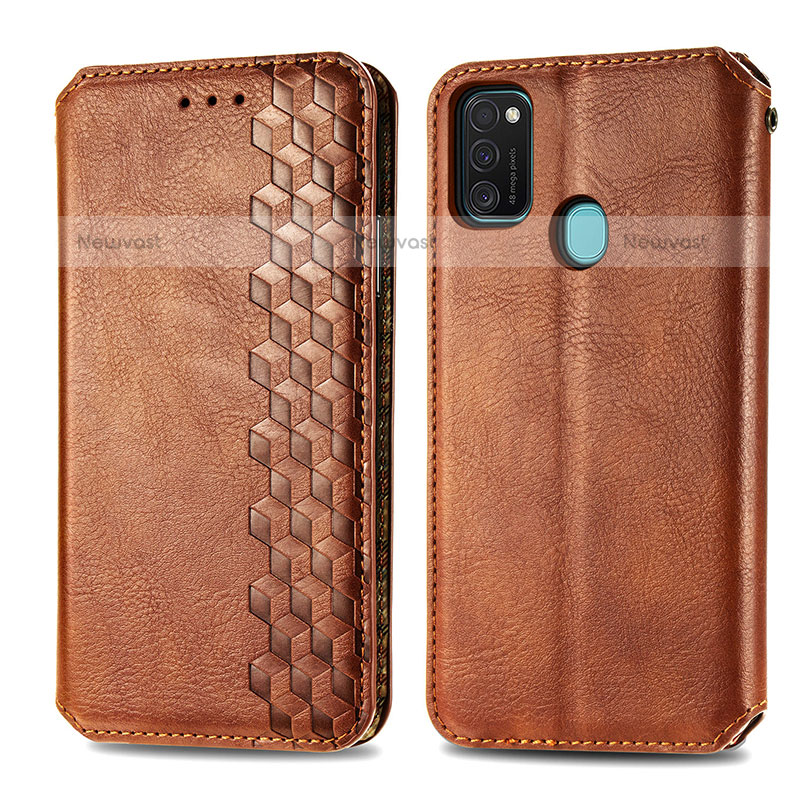 Leather Case Stands Flip Cover Holder S01D for Samsung Galaxy M21