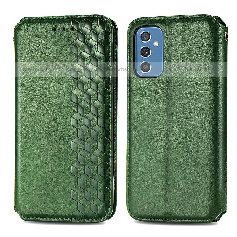 Leather Case Stands Flip Cover Holder S01D for Samsung Galaxy M52 5G Green