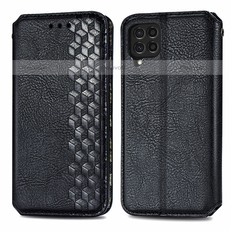 Leather Case Stands Flip Cover Holder S01D for Samsung Galaxy M62 4G Black