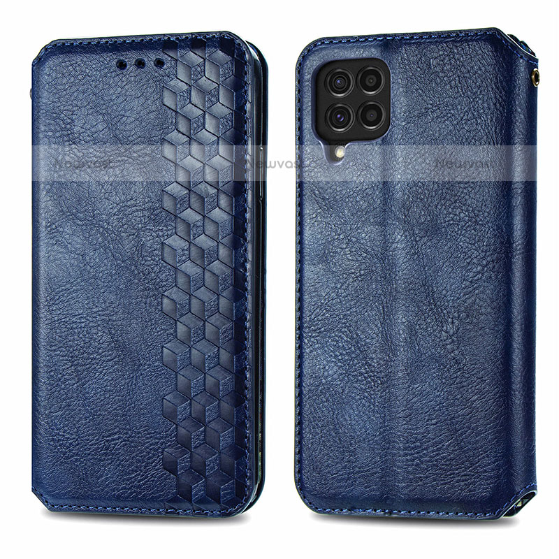 Leather Case Stands Flip Cover Holder S01D for Samsung Galaxy M62 4G Blue