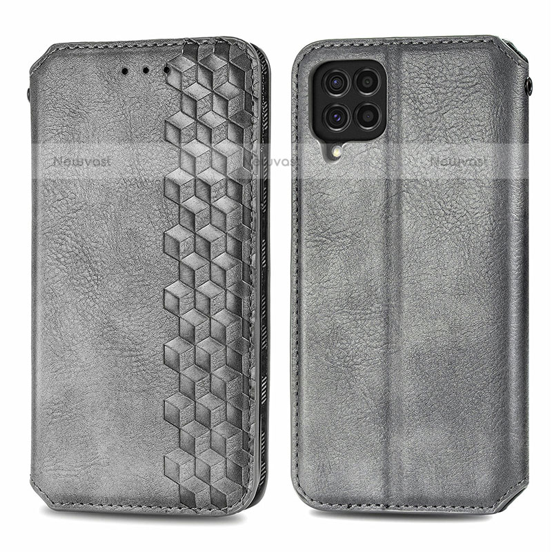 Leather Case Stands Flip Cover Holder S01D for Samsung Galaxy M62 4G Gray