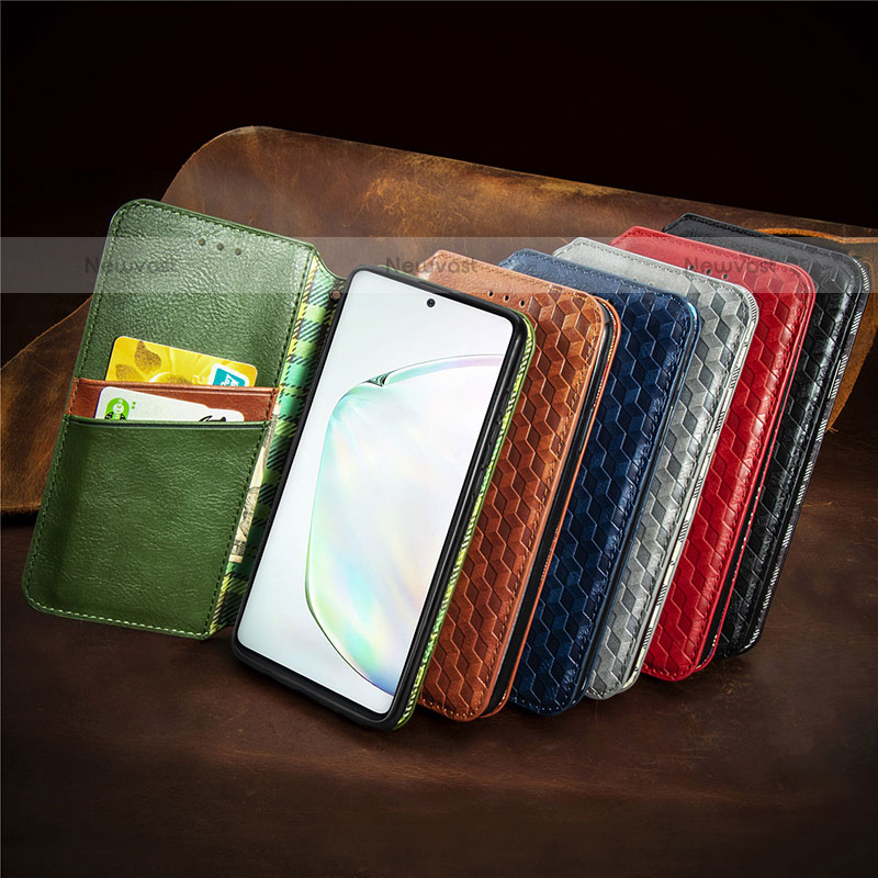 Leather Case Stands Flip Cover Holder S01D for Samsung Galaxy Note 10 Lite