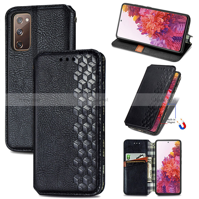 Leather Case Stands Flip Cover Holder S01D for Samsung Galaxy S20 FE 4G