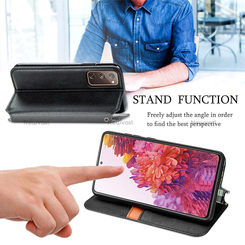 Leather Case Stands Flip Cover Holder S01D for Samsung Galaxy S20 FE 5G