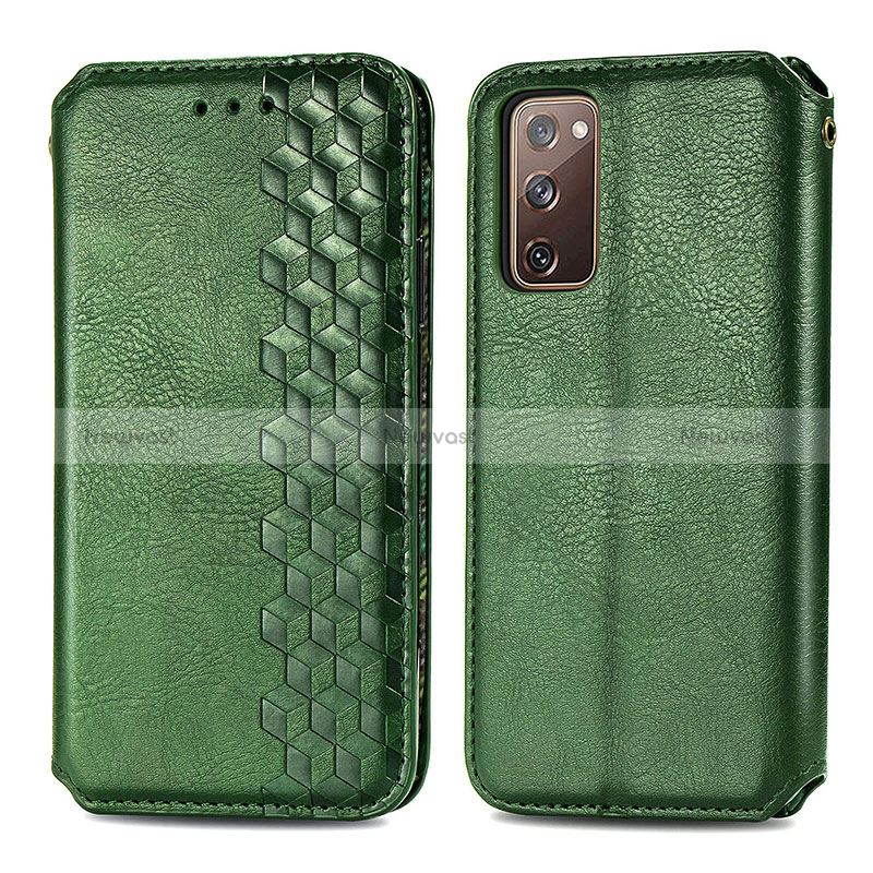 Leather Case Stands Flip Cover Holder S01D for Samsung Galaxy S20 FE 5G Green