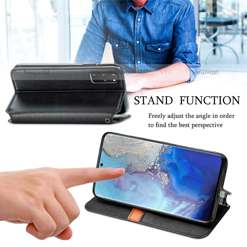 Leather Case Stands Flip Cover Holder S01D for Samsung Galaxy S20 Plus