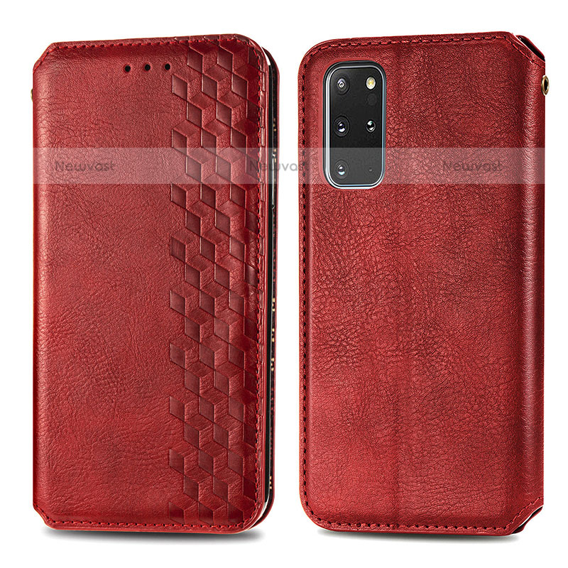 Leather Case Stands Flip Cover Holder S01D for Samsung Galaxy S20 Plus Red