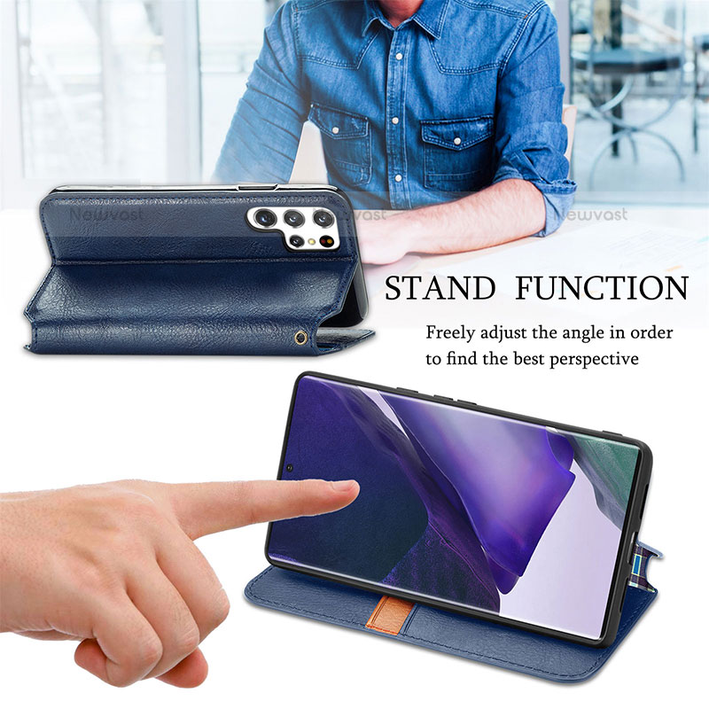 Leather Case Stands Flip Cover Holder S01D for Samsung Galaxy S21 Ultra 5G