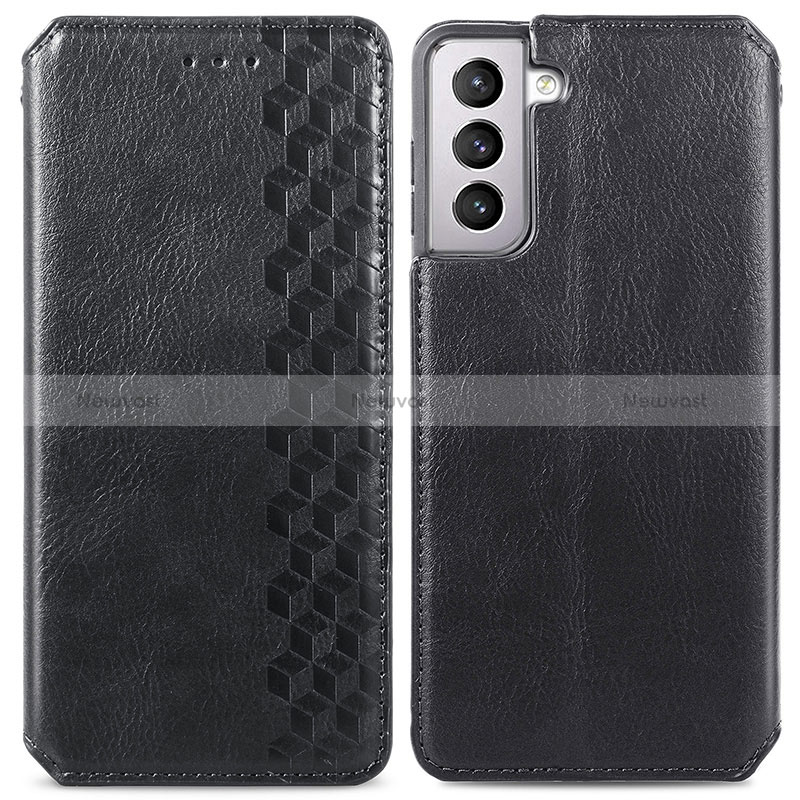 Leather Case Stands Flip Cover Holder S01D for Samsung Galaxy S24 5G Black