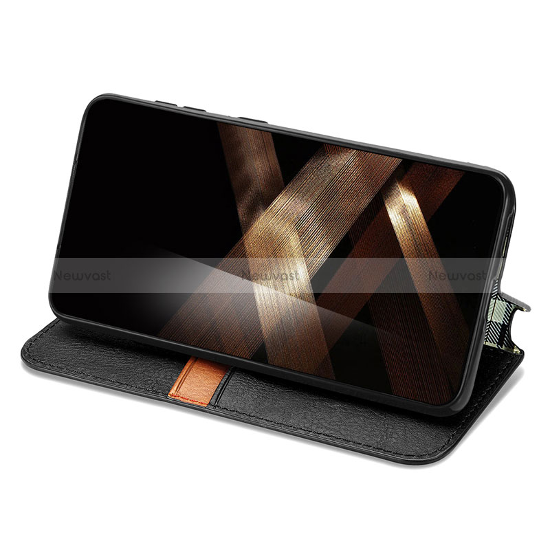 Leather Case Stands Flip Cover Holder S01D for Samsung Galaxy S24 Plus 5G