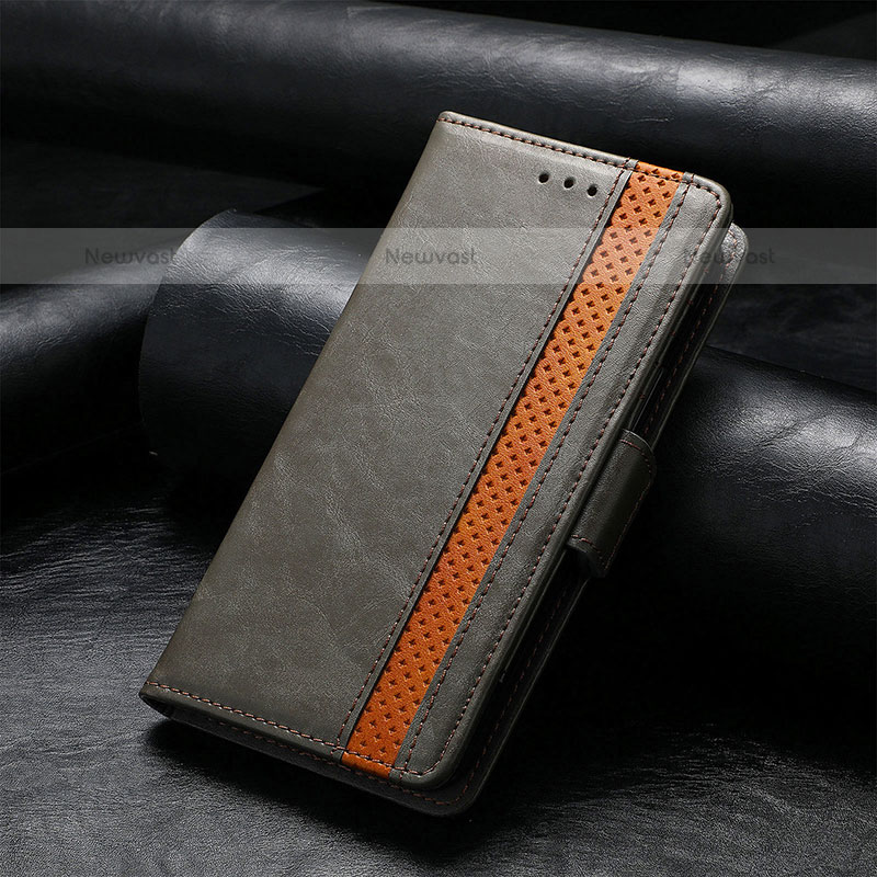 Leather Case Stands Flip Cover Holder S01D for Samsung Galaxy XCover 6 Pro 5G Gray