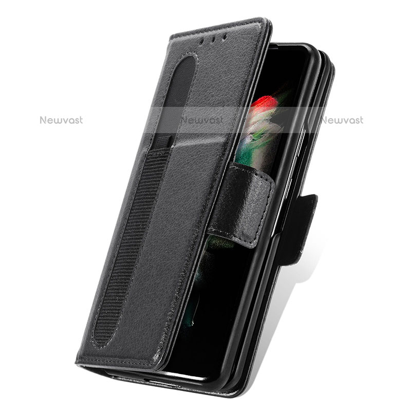 Leather Case Stands Flip Cover Holder S01D for Samsung Galaxy Z Fold3 5G