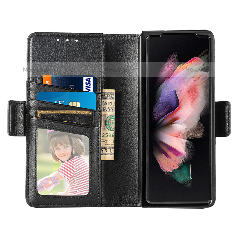 Leather Case Stands Flip Cover Holder S01D for Samsung Galaxy Z Fold3 5G