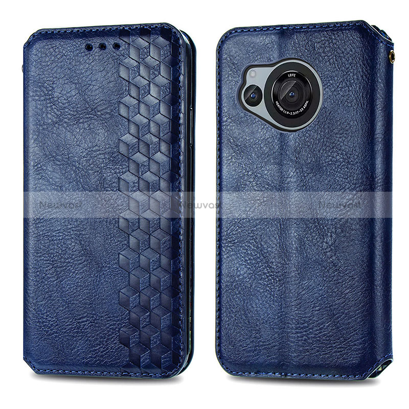 Leather Case Stands Flip Cover Holder S01D for Sharp Aquos R8 Blue